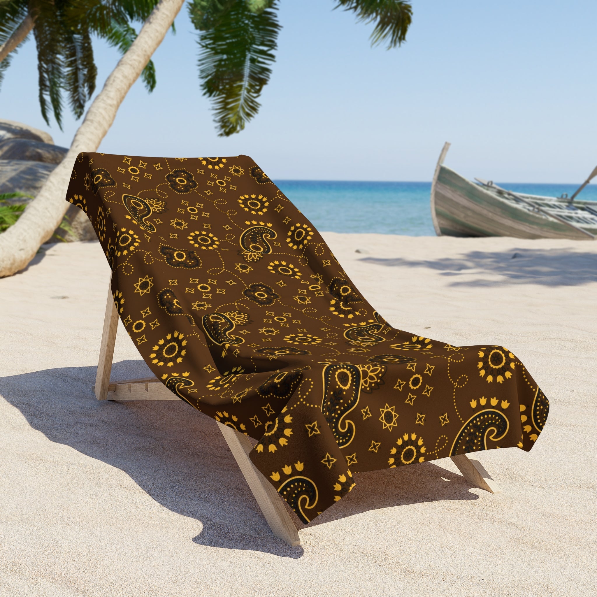 Hanky Code: Brown & Yellow, Rimming Mat Towel