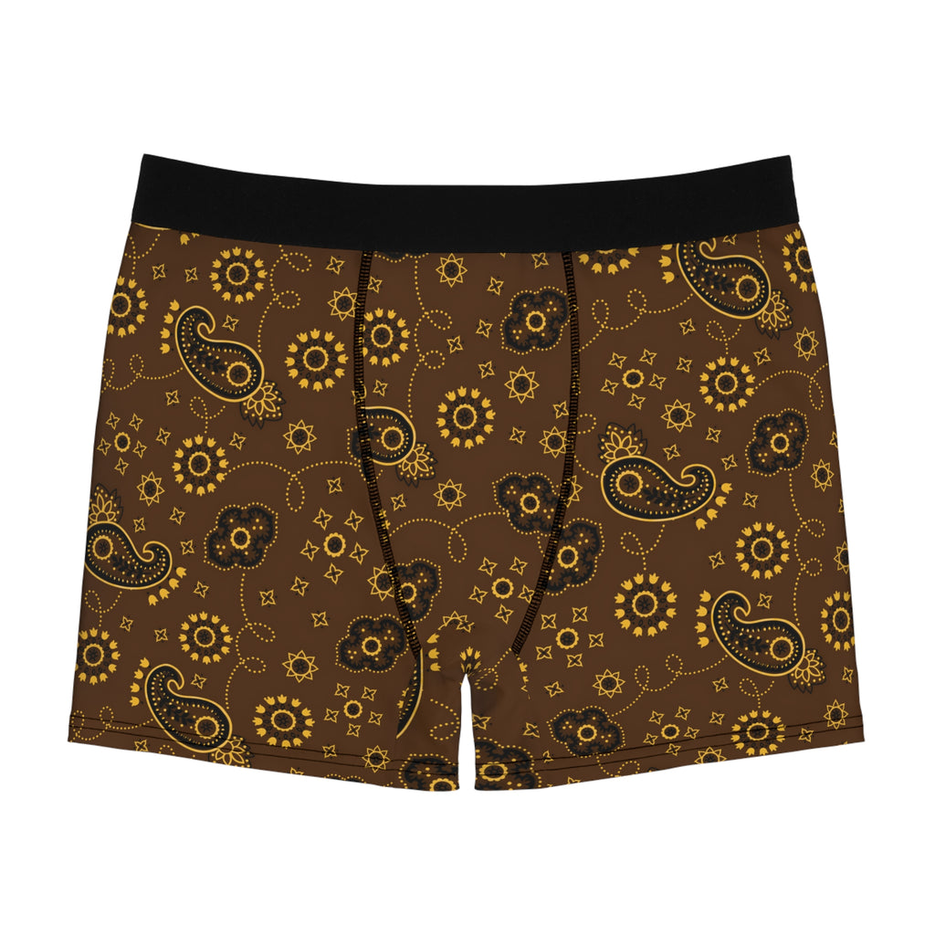 Men's Boxer Briefs Hanky Code: Brown & Yellow
