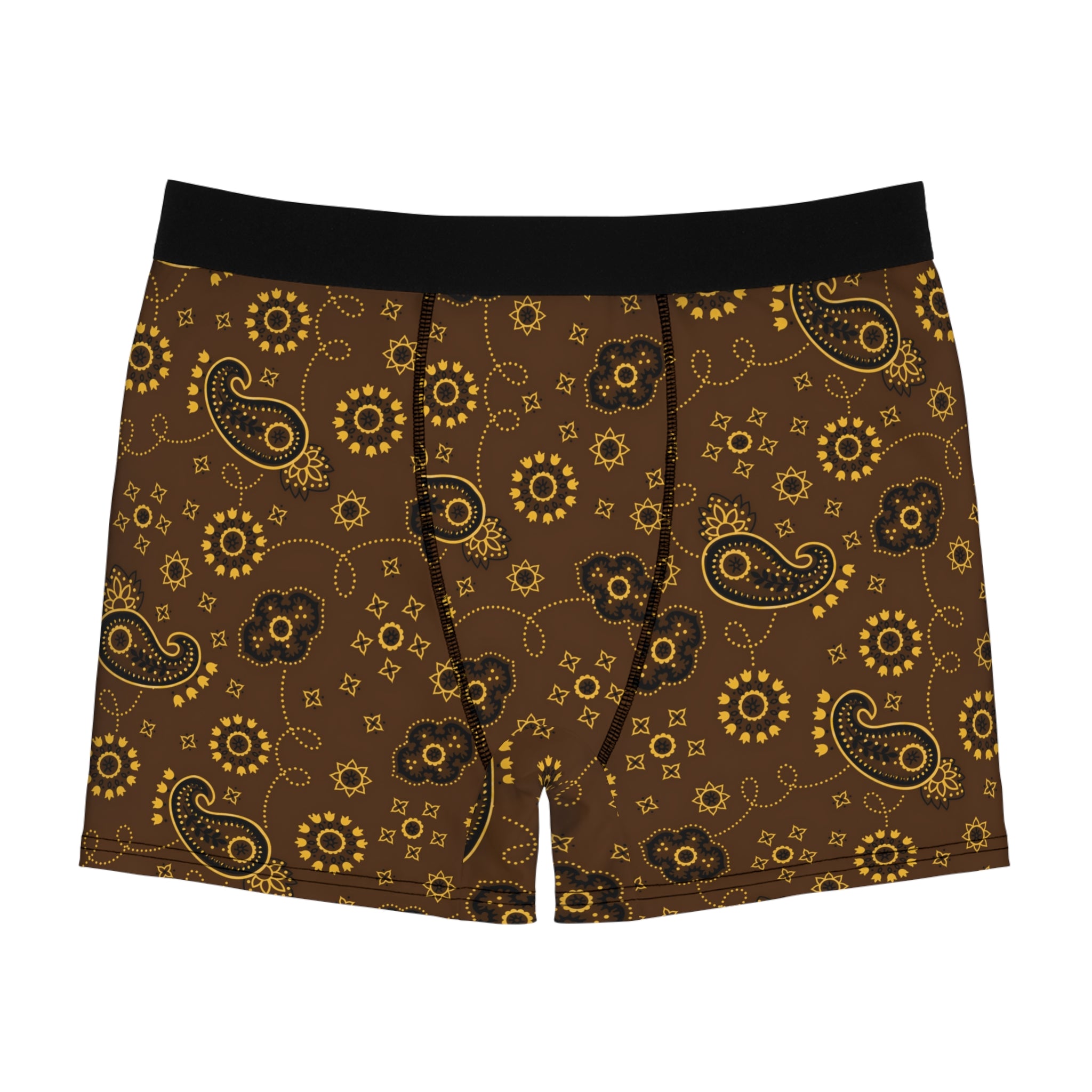 Men's Boxer Briefs Hanky Code: Brown & Yellow