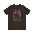 Sissy's Nutrition Facts Tee