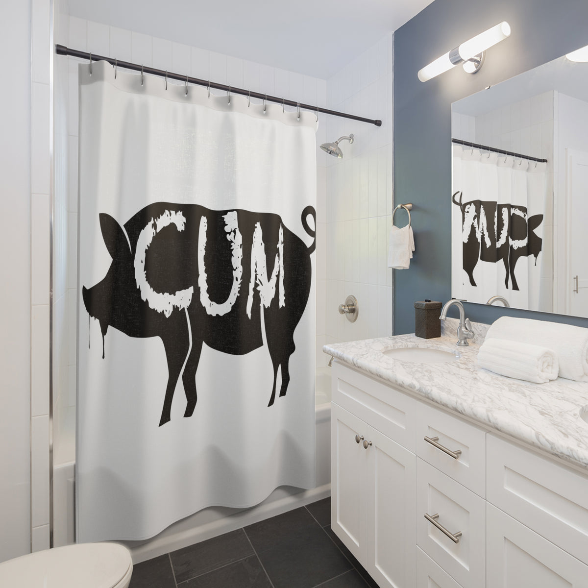 Cum Pig Shower Curtain - Shower Curtain - Twisted Jezebel