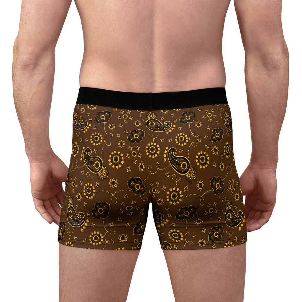 Men's Boxer Briefs Hanky Code: Brown & Yellow