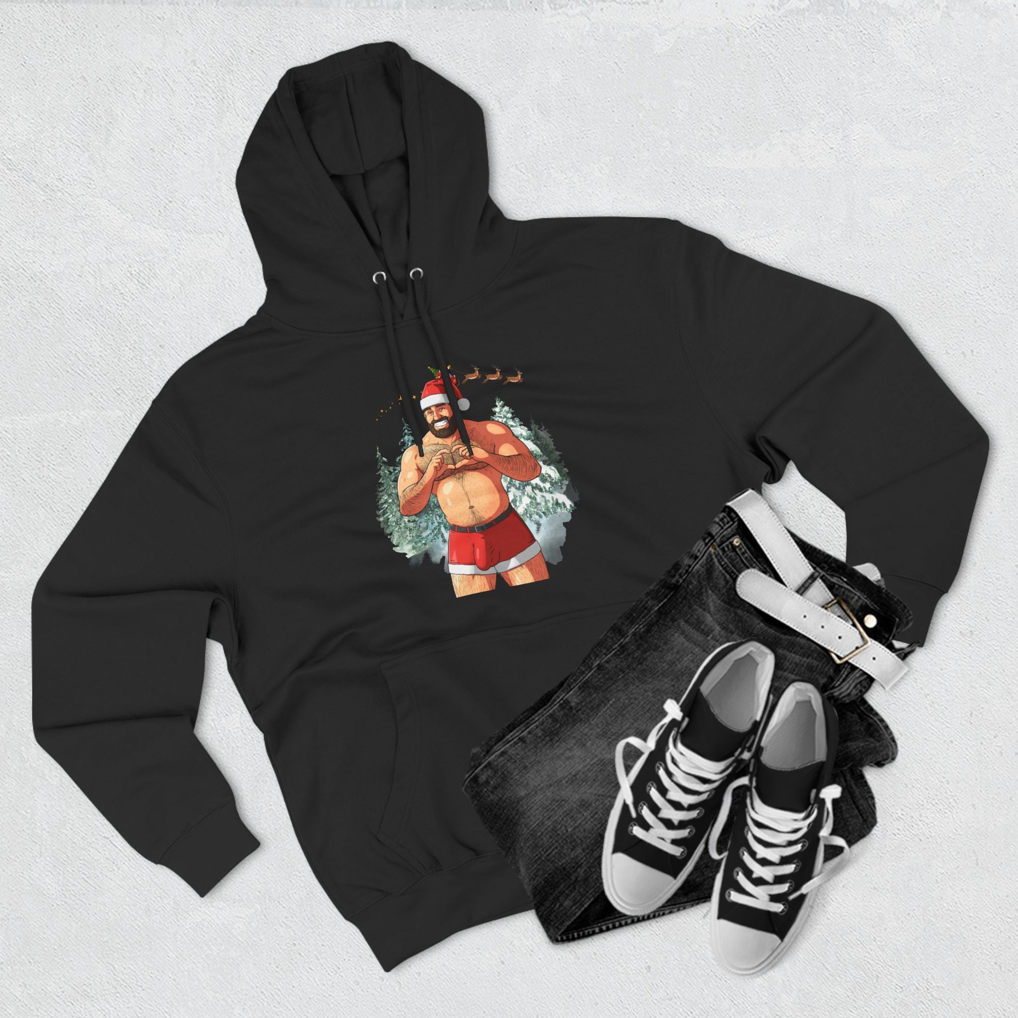 Big Nick (ahem, Dick) Energy Three-Panel Fleece Hoodie, White Edition