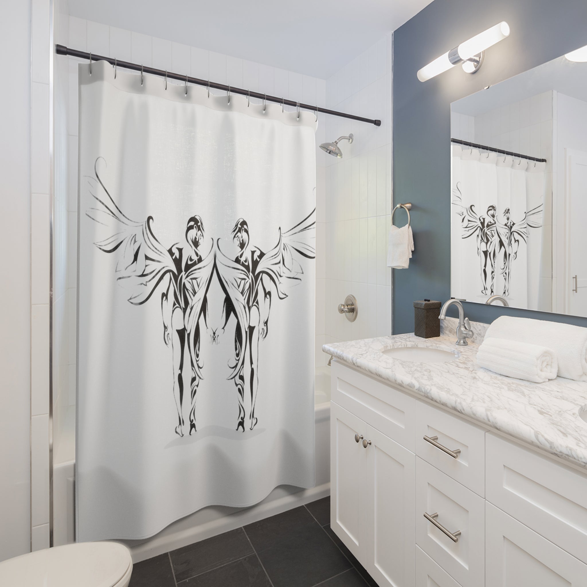 Angels in Love Shower Curtain - Shower Curtain - Twisted Jezebel