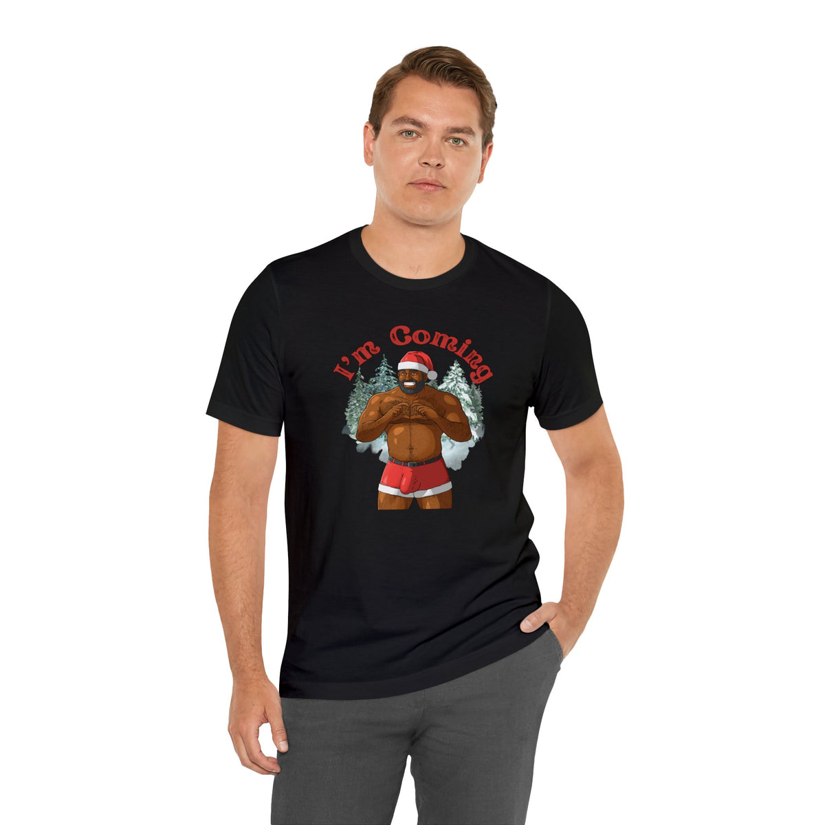 I'm Coming Santa Bear Tee, Black Edition - T-Shirt - Twisted Jezebel