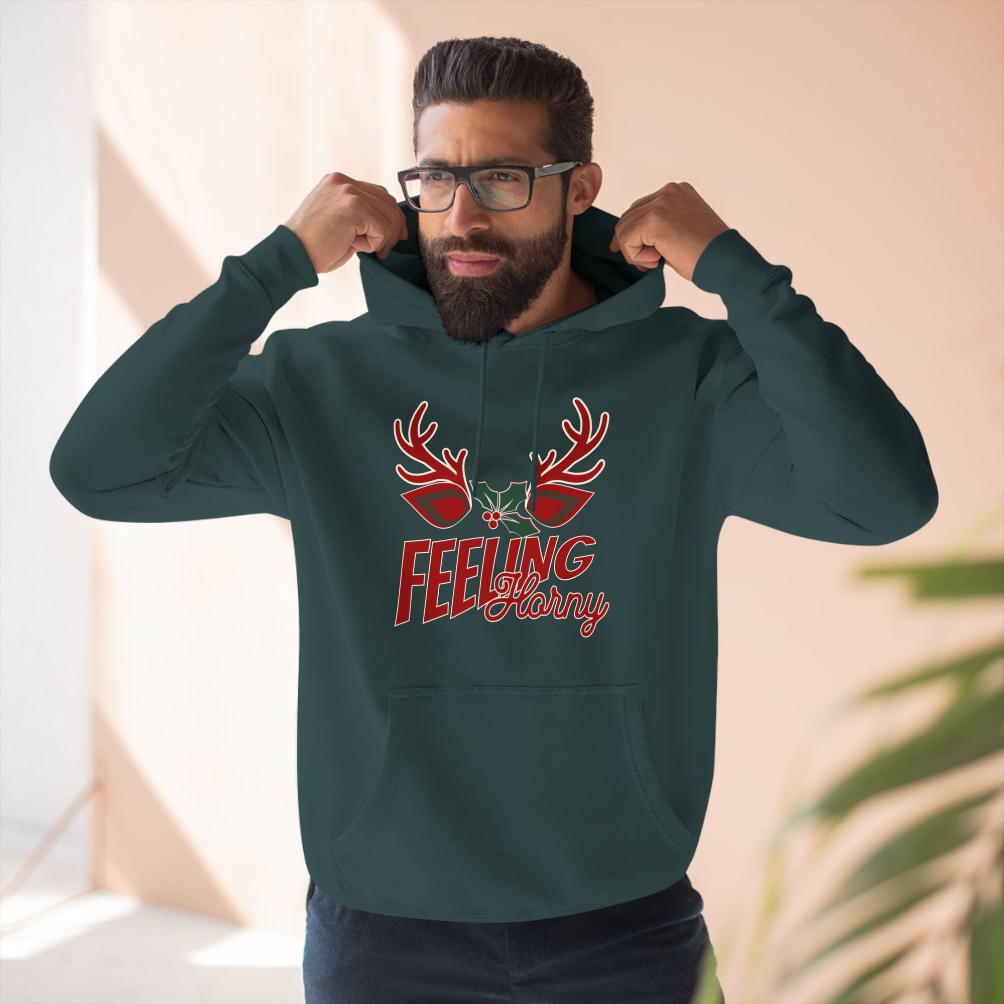 Feeling Horny Three-Panel Fleece Hoodie