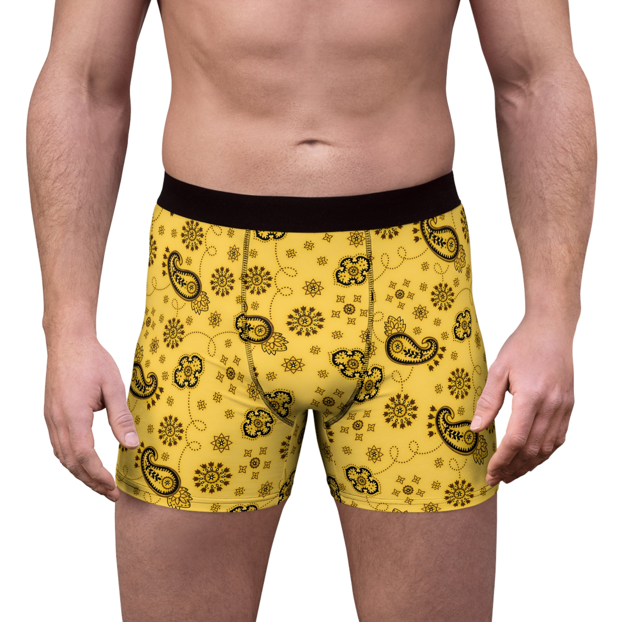 Men's Boxer Briefs Hanky Code: Yellow & Brown