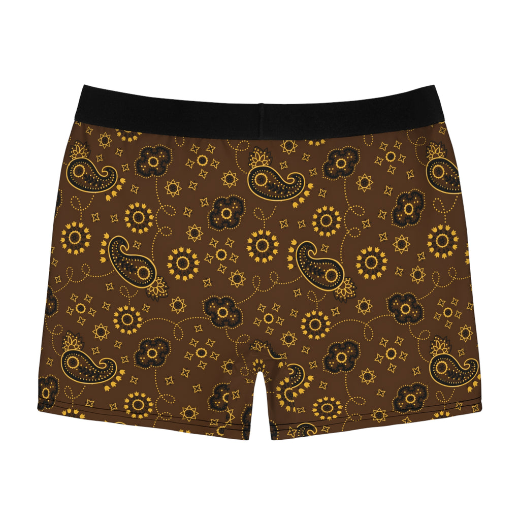 Men's Boxer Briefs Hanky Code: Brown & Yellow