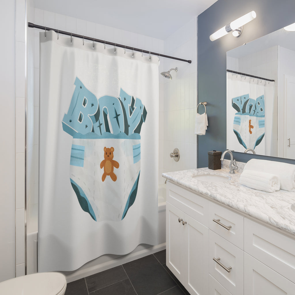 Diaper Boy Shower Curtain - Shower Curtain - Twisted Jezebel