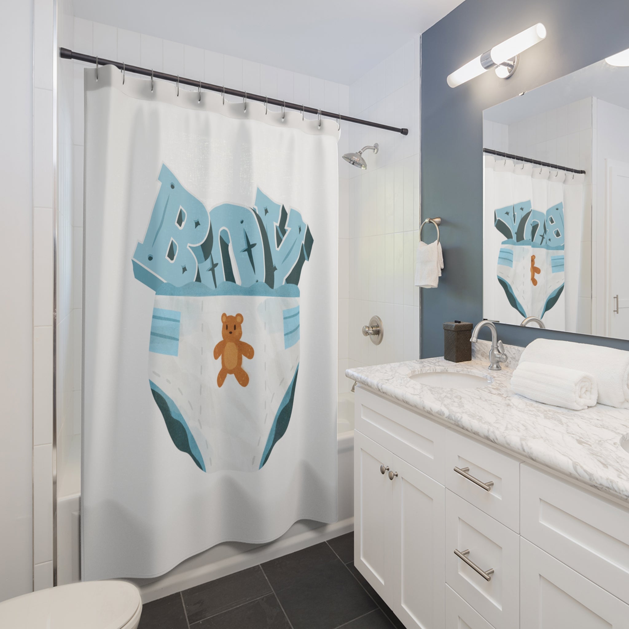 Diaper Boy Shower Curtain - Shower Curtain - Twisted Jezebel