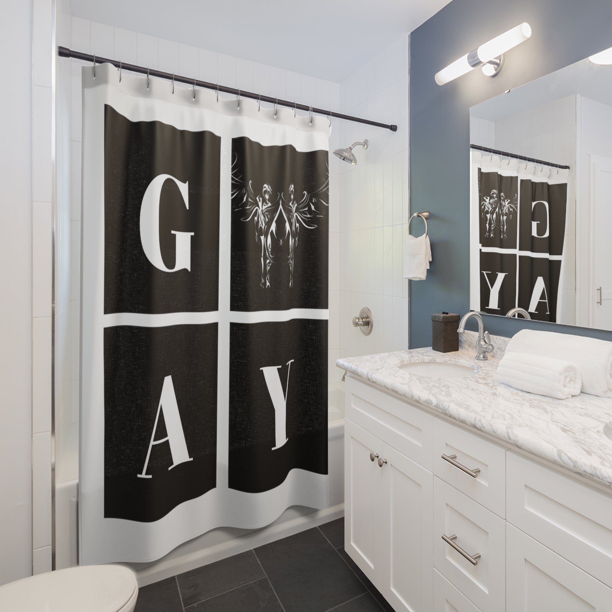 Gay Angels Shower Curtains - Shower Curtain - Twisted Jezebel