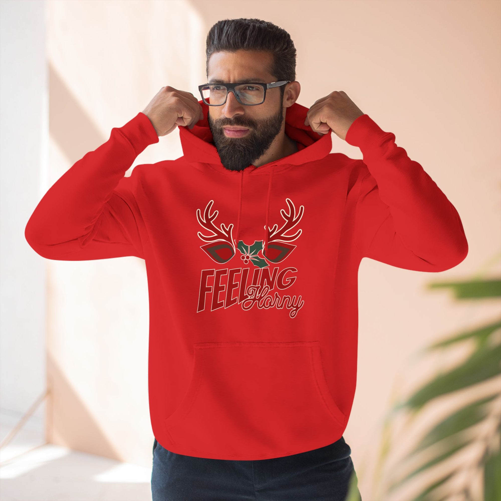 Feeling Horny Three-Panel Fleece Hoodie