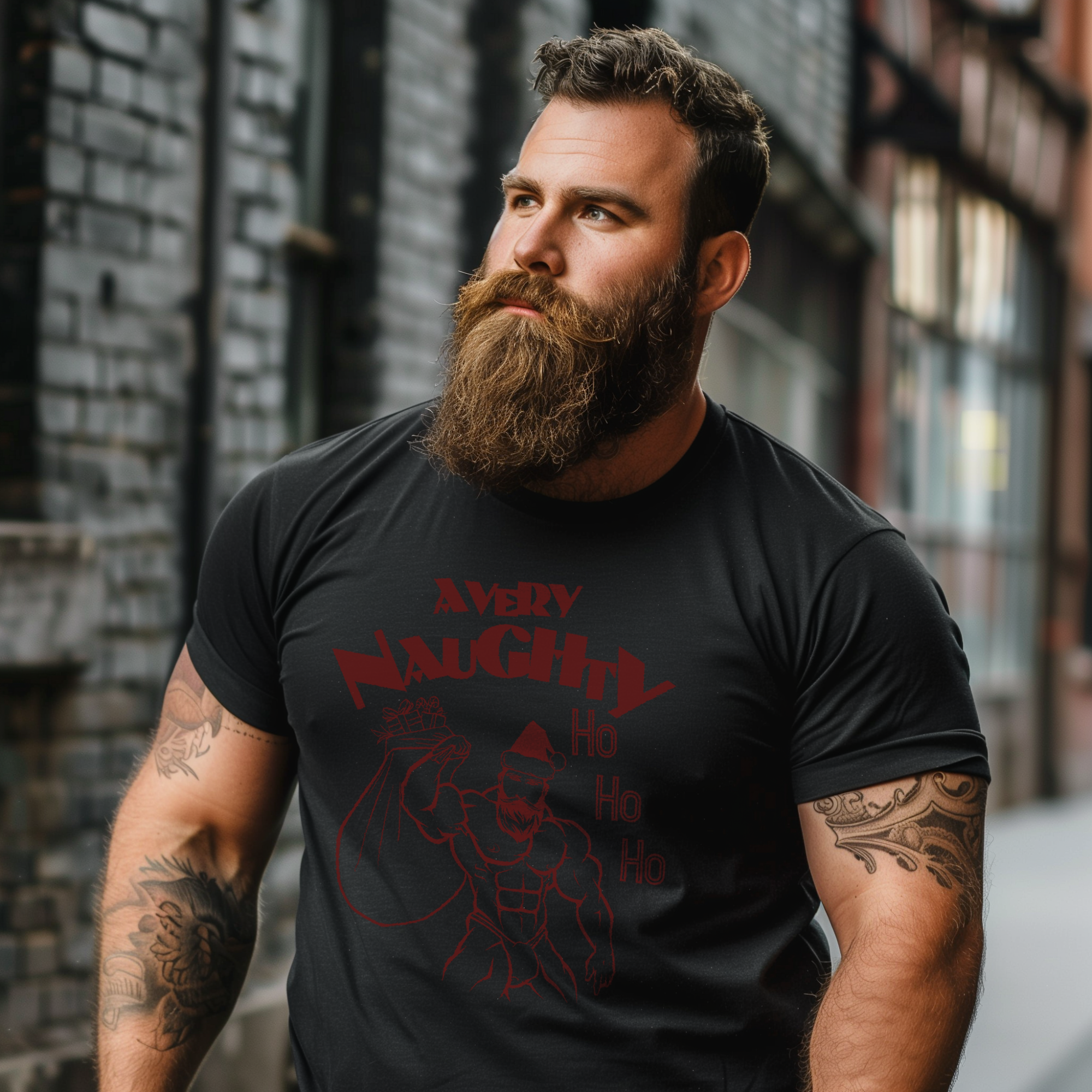 A Very Naughty Ho, Santa Muscle Bear Tee