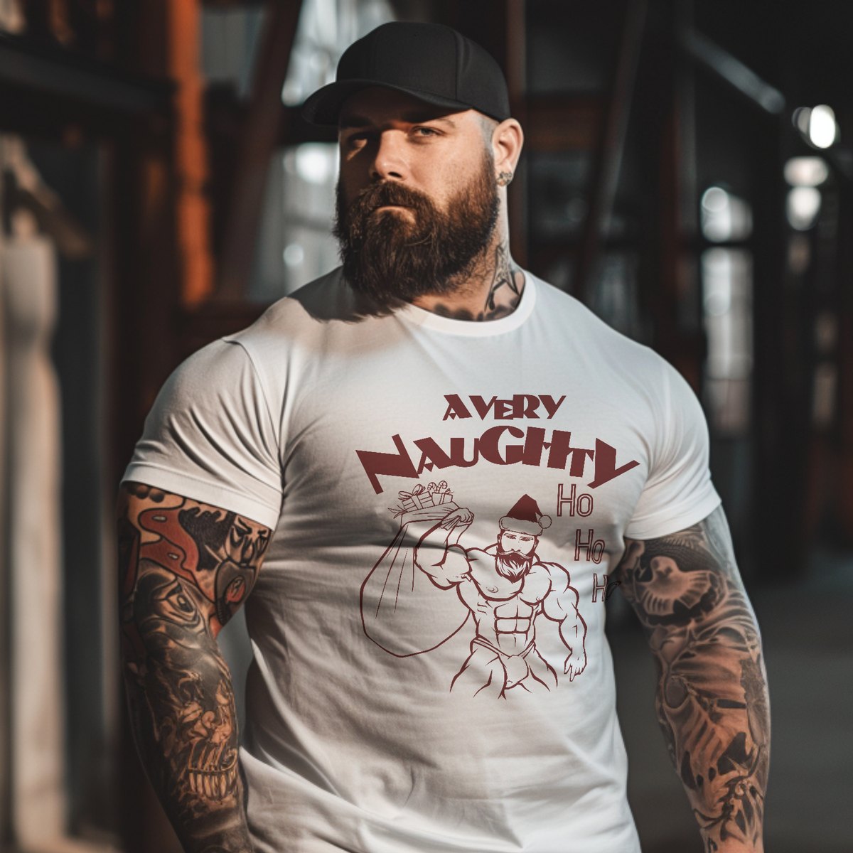 A Very Naughty Ho, Santa Muscle Bear Tee