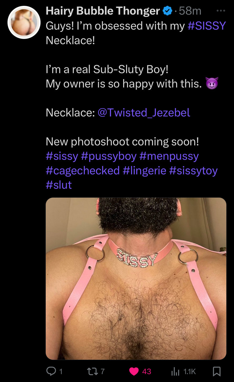 Rhinestone SISSY Necklace - Collar - Twisted Jezebel