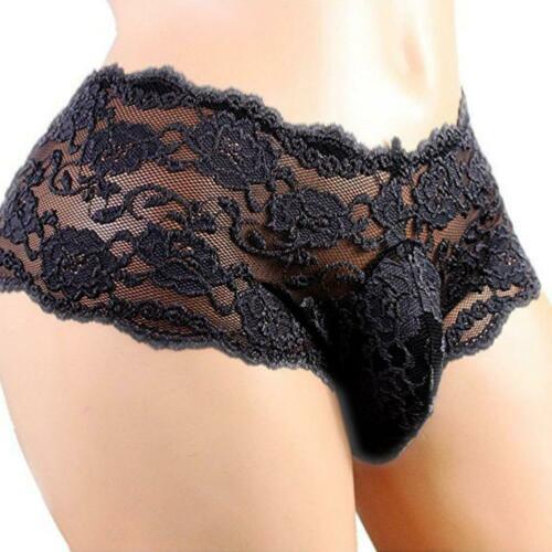 Generic Mens Lingerie Sissy Underwear Embroidered Crotchless Thong