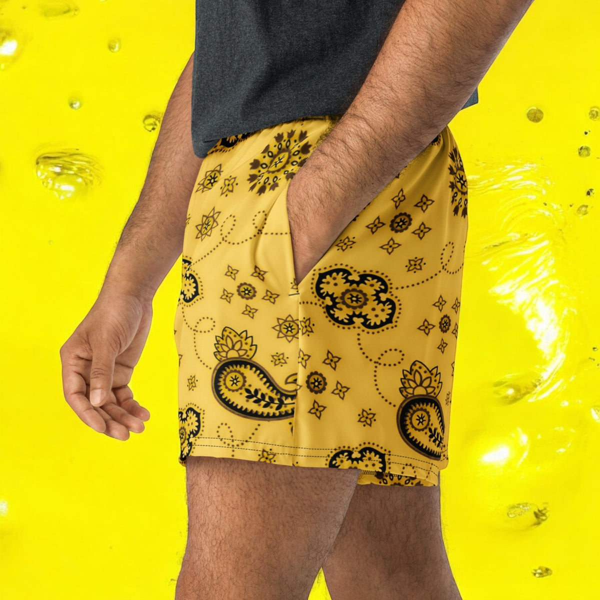 Hanky Code Athletic Shorts: Yellow & Brown