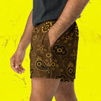 Hanky Code Athletic Shorts: Brown & Yellow
