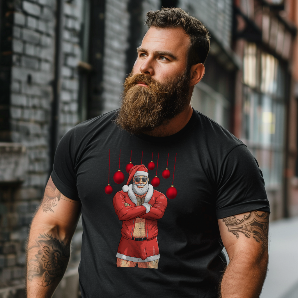 Santa Daddy, Jingle Balls Tee, White Edition