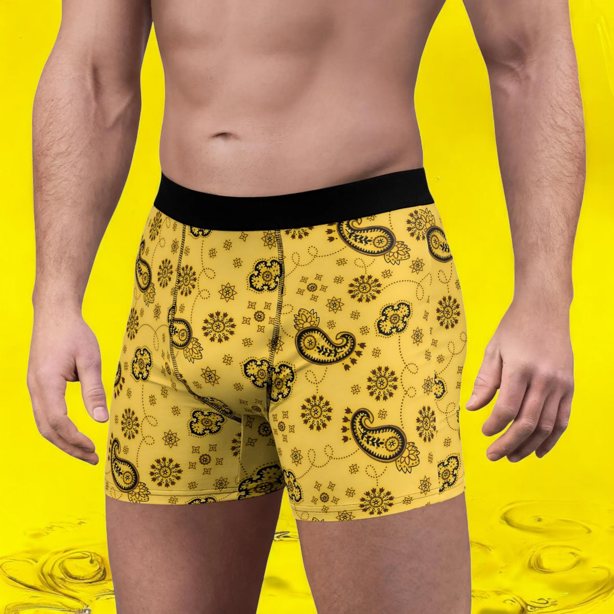 Men's Boxer Briefs Hanky Code: Yellow & Brown