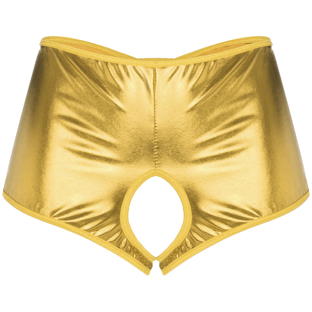 Metallic Sissy Crotchless Booty Shorts - Panties - Twisted Jezebel