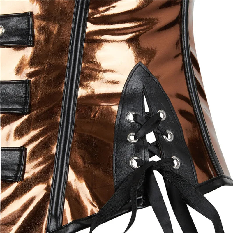 Steamsissy Synth Leather Shimmering Bustier