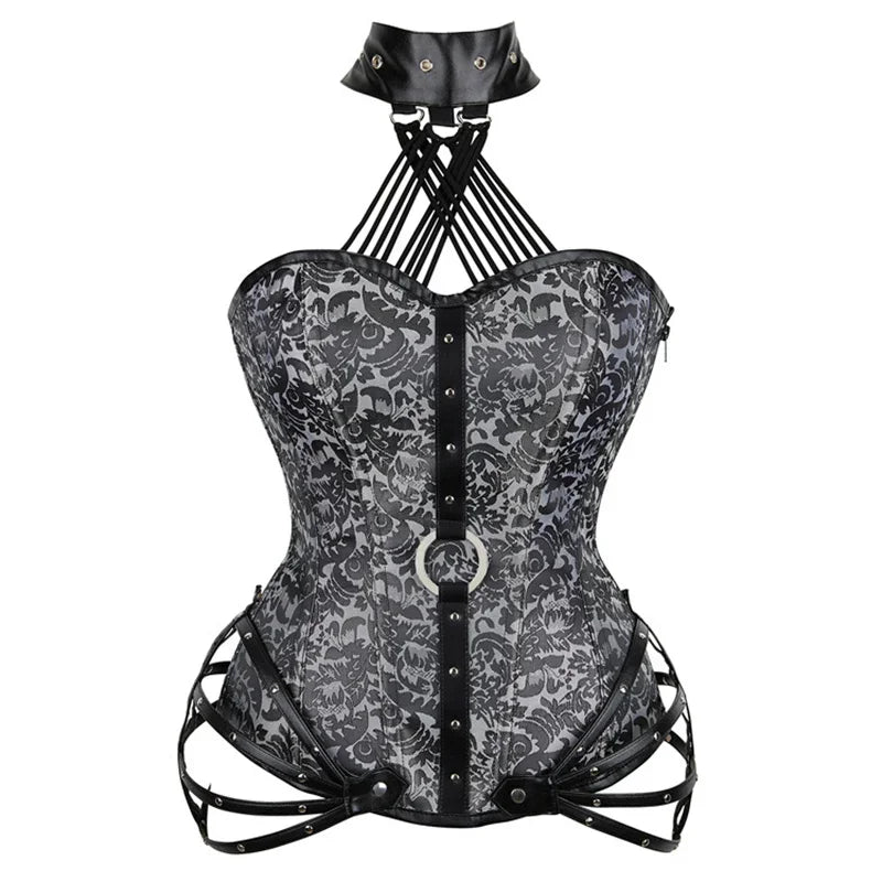 Steamsissy Synth Leather Halterneck Bustier - Corset - Twisted Jezebel