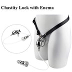 Chastity lock with enemas on a white background