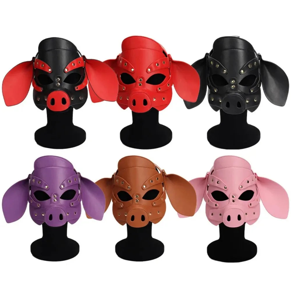 Synth Leather Demented Pig Mask