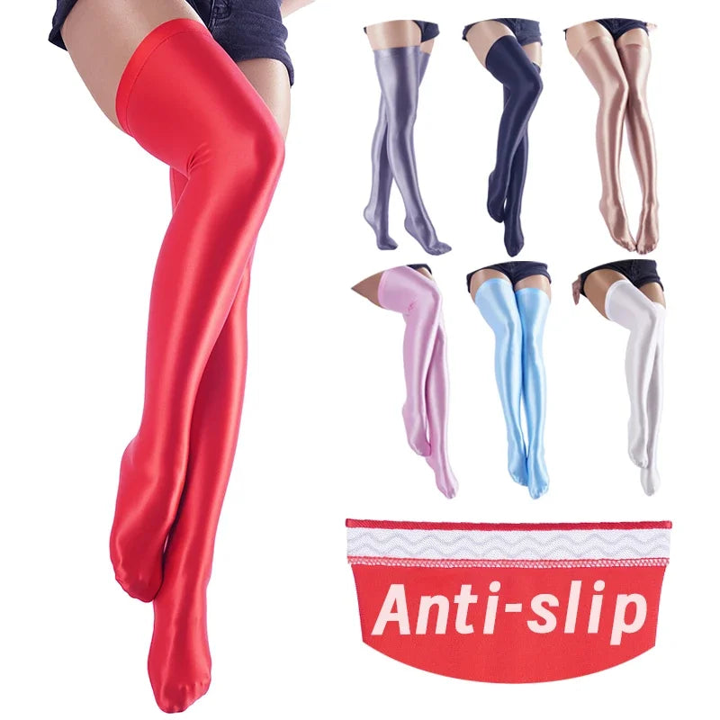 Explosions Anti-slip Thigh High Shiny Sissy Stockings