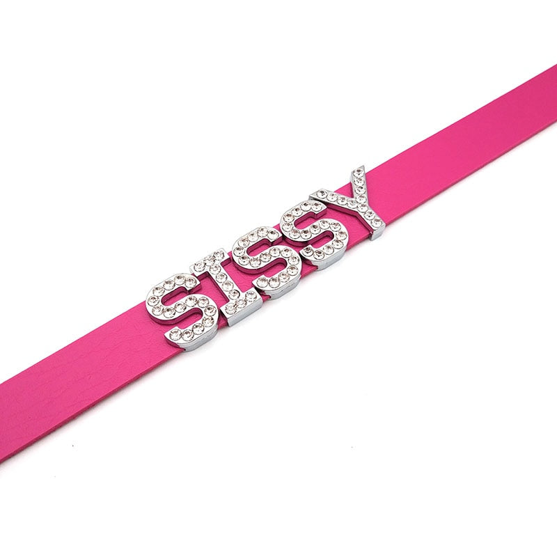 Rhinestone SISSY Necklace - Collar - Twisted Jezebel