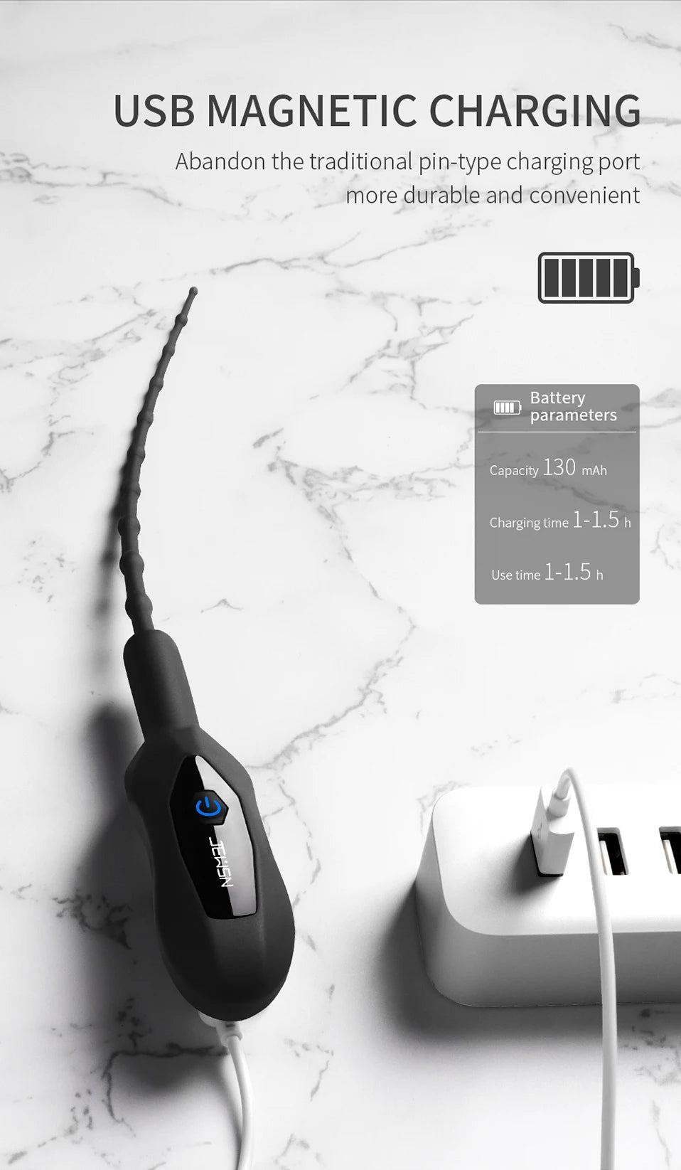 JEUSN Soft Silicone Urethral Vibrator
