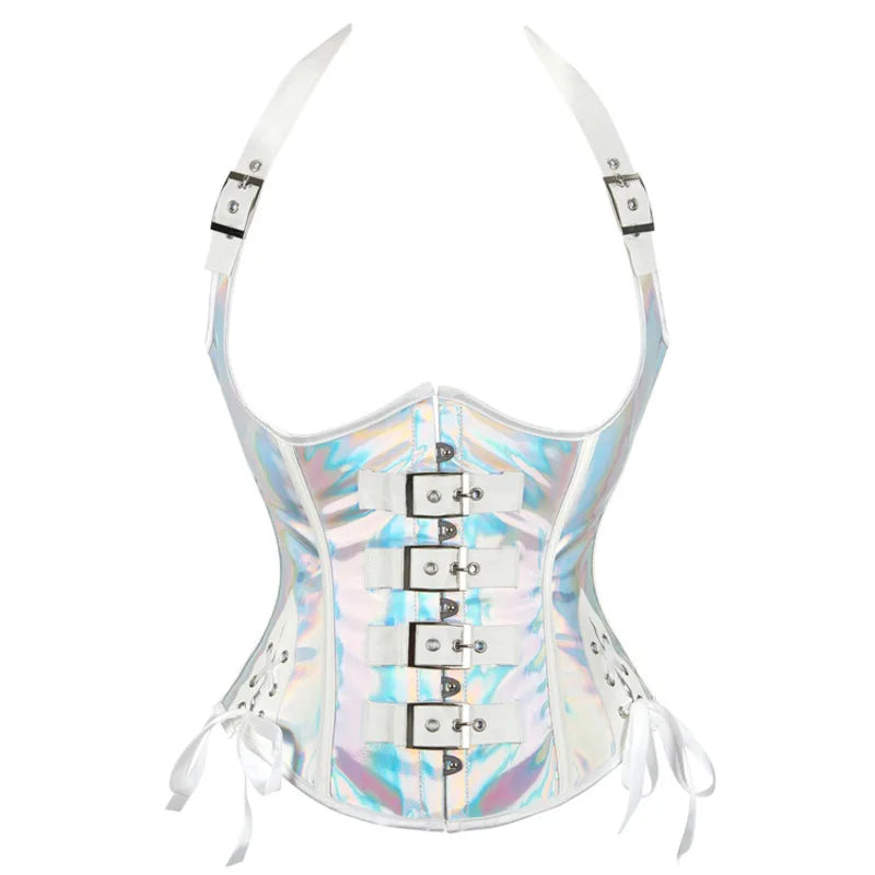 Steamsissy Synth Leather Shimmering Bustier