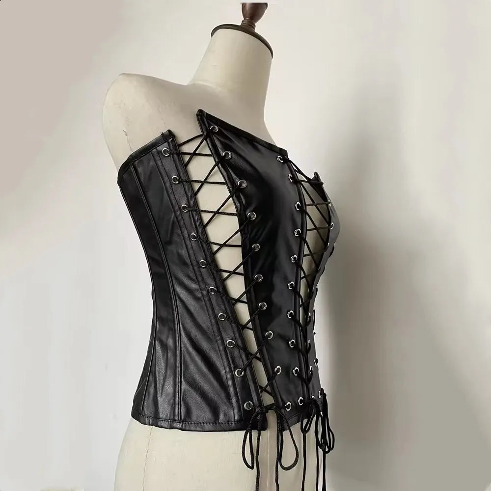 SteamSissy Synth Leather Lace-up Corset