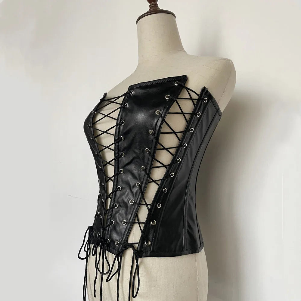 SteamSissy Synth Leather Lace-up Corset