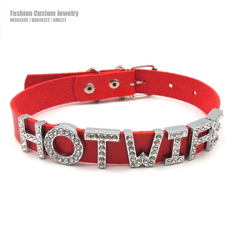 Rhinestone SISSY Necklace - Collar - Twisted Jezebel
