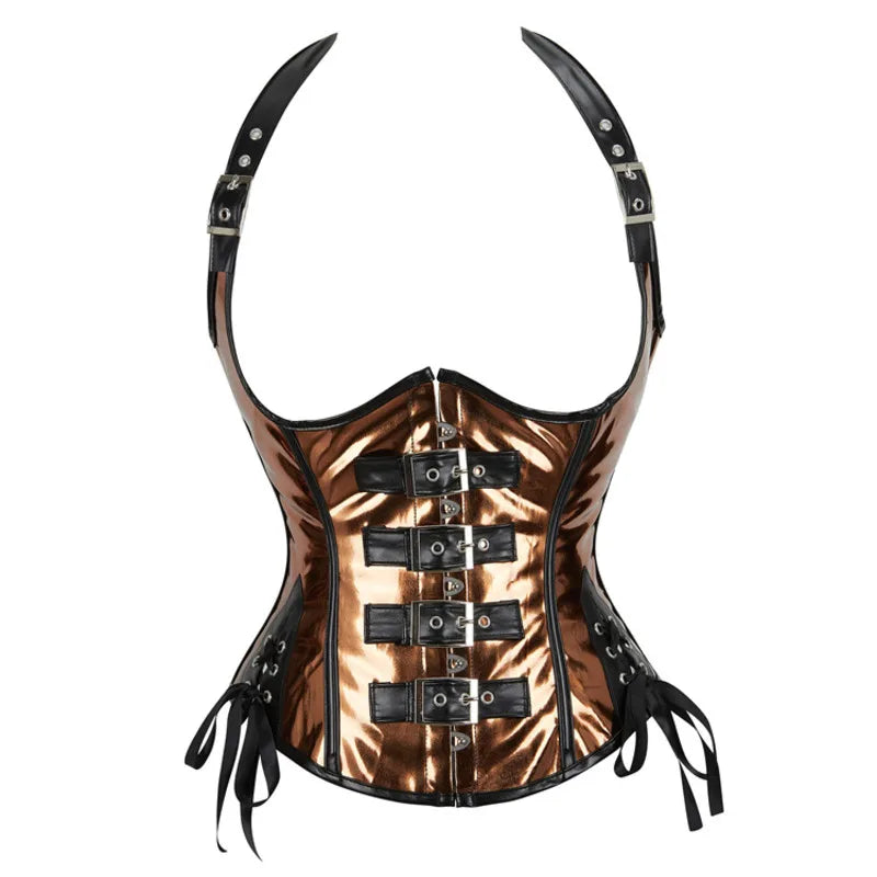 Steamsissy Synth Leather Shimmering Bustier