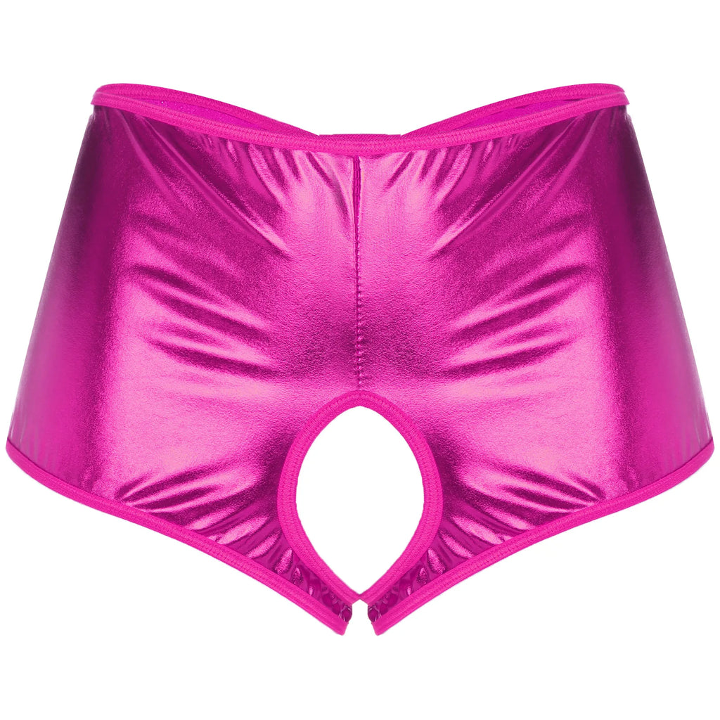 Metallic Sissy Crotchless Booty Shorts - Panties - Twisted Jezebel