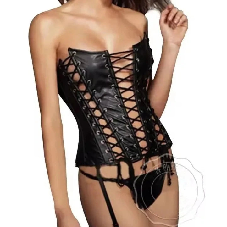 SteamSissy Synth Leather Lace-up Corset