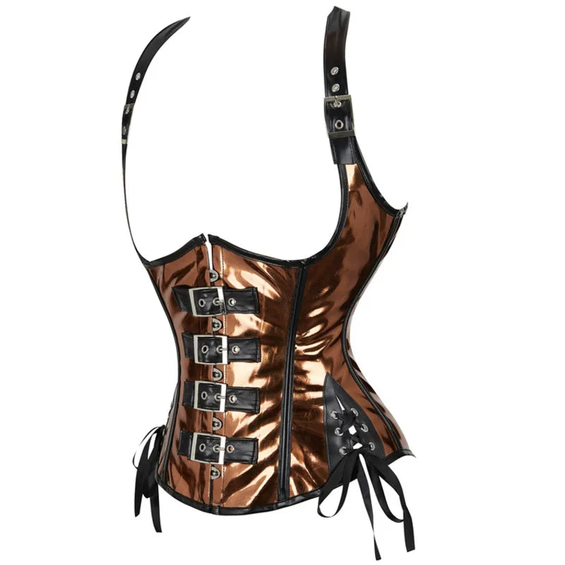 Steamsissy Synth Leather Shimmering Bustier