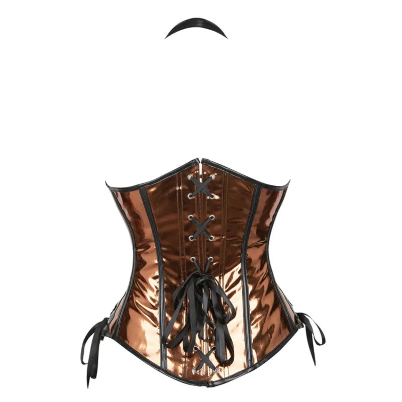 Steamsissy Synth Leather Shimmering Bustier