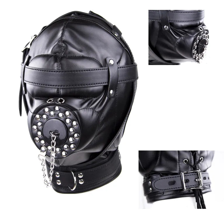 Synth Leather Full BDSM Hood