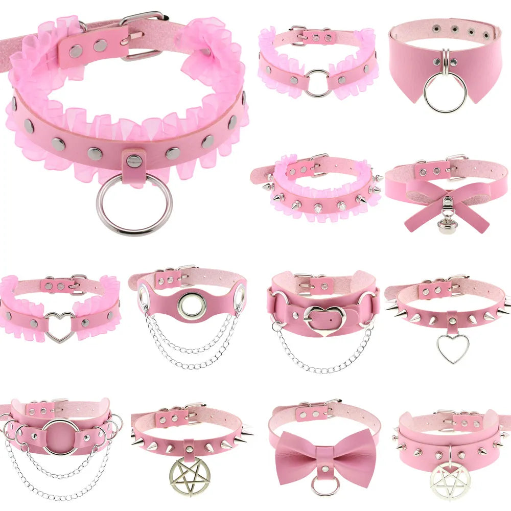 DEZI Choke Collars, Pink Sissy - Collars - Twisted Jezebel