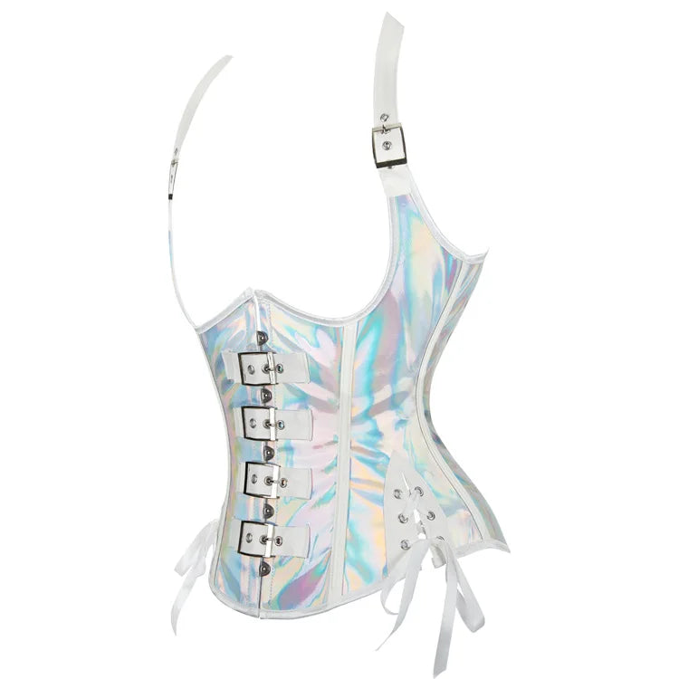 Steamsissy Synth Leather Shimmering Bustier