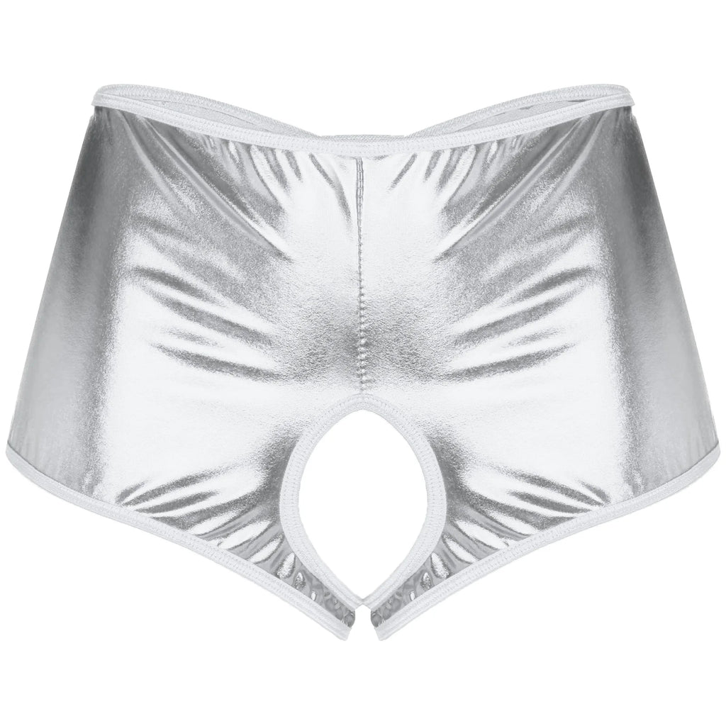 Metallic Sissy Crotchless Booty Shorts - Panties - Twisted Jezebel