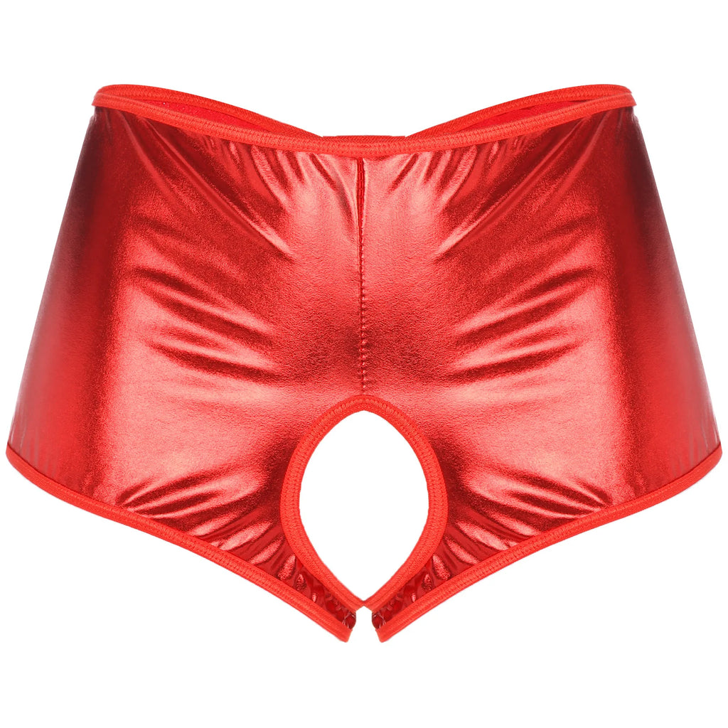 Metallic Sissy Crotchless Booty Shorts - Panties - Twisted Jezebel