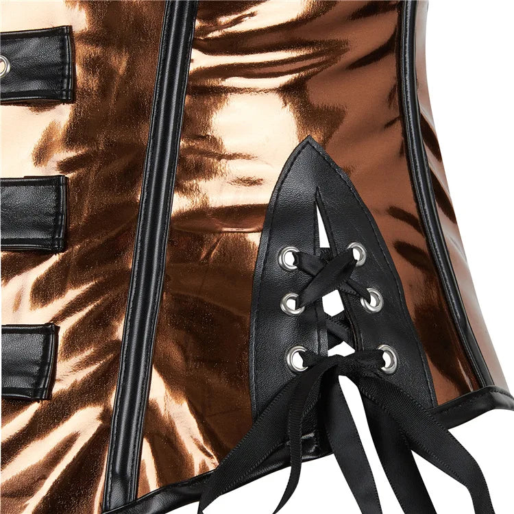 Steamsissy Synth Leather Shimmering Bustier