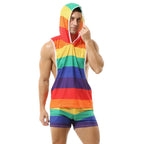 Rainbow Bright Hooded Tank & Shorts - Romper - Twisted Jezebel